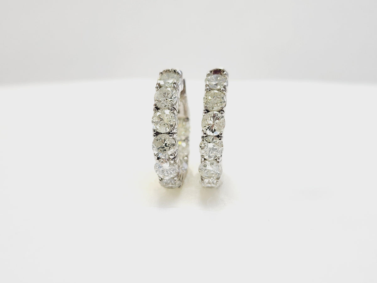 PRICED WHOLESALE, 4.01 Cts Natural Diamond Huggie Hoops Earrings 14K White Gold