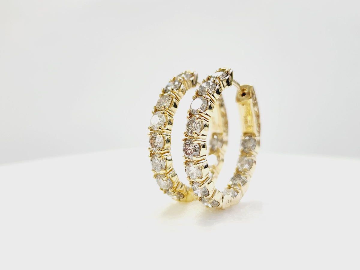 PRICED WHOLESALE, 3.03 Carat Natural Diamond Oval Hoops Earrings 14K Yellow Gold