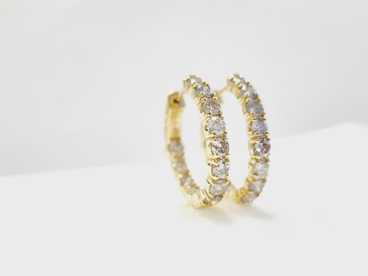 PRICED WHOLESALE, 3.03 Carat Natural Diamond Oval Hoops Earrings 14K Yellow Gold