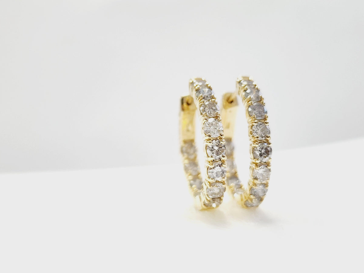 PRICED WHOLESALE, 3.03 Carat Natural Diamond Oval Hoops Earrings 14K Yellow Gold