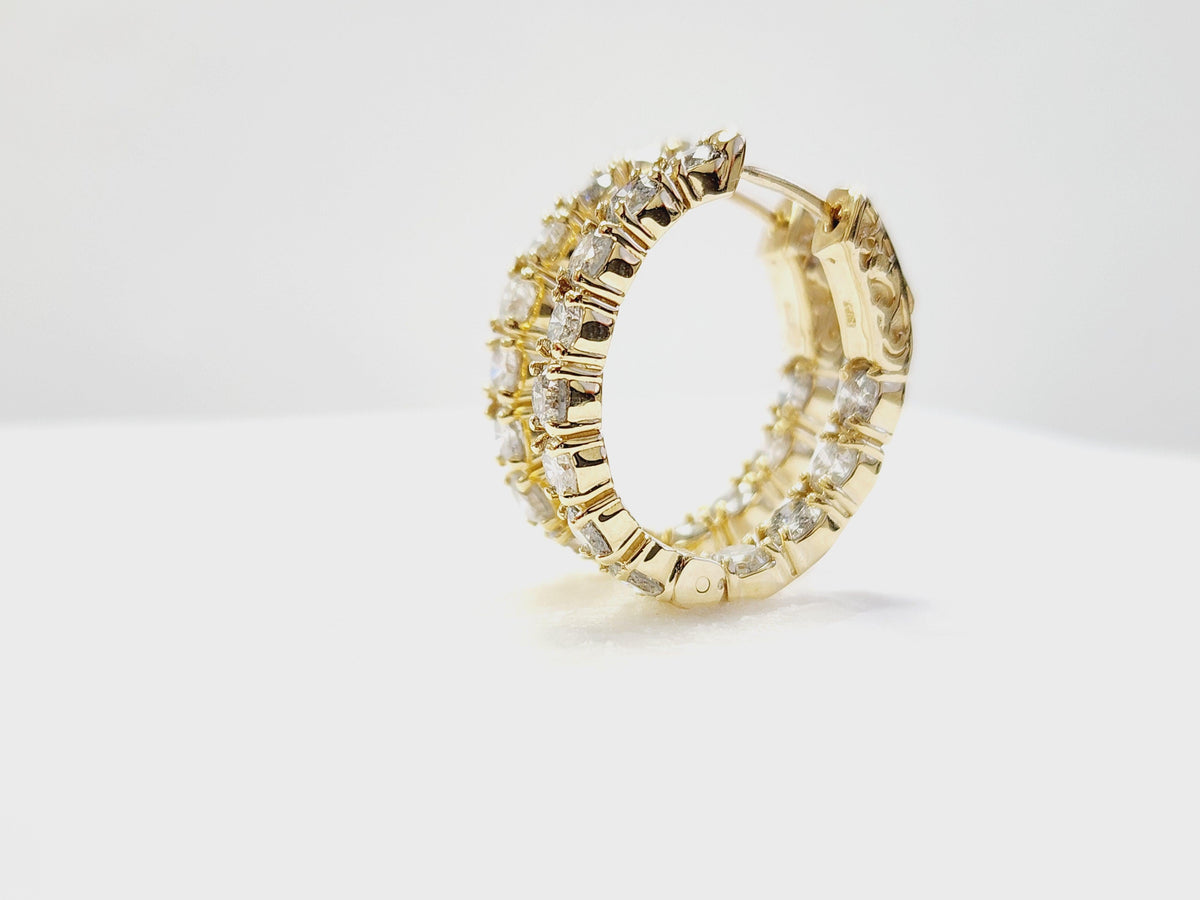 PRICED WHOLESALE, 3.03 Carat Natural Diamond Oval Hoops Earrings 14K Yellow Gold