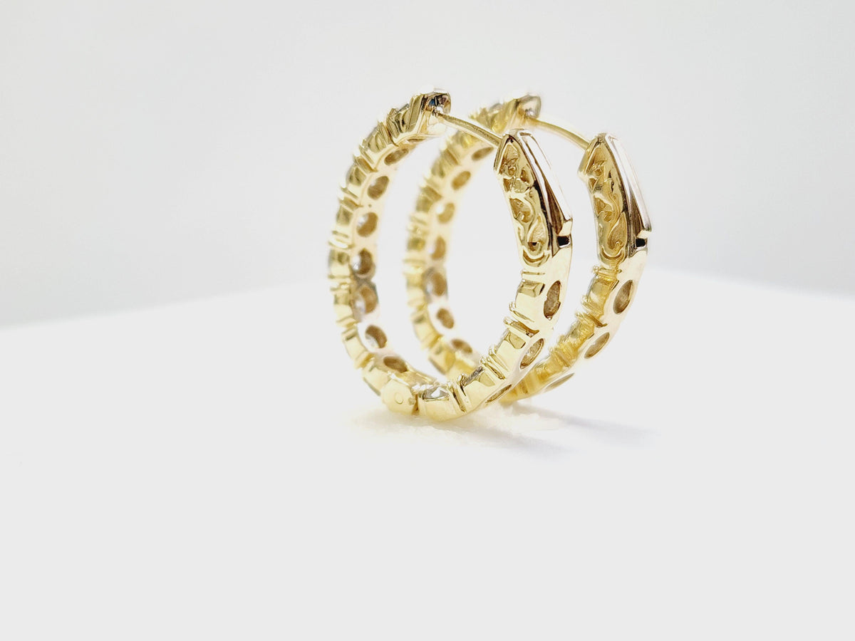 PRICED WHOLESALE, 3.03 Carat Natural Diamond Oval Hoops Earrings 14K Yellow Gold