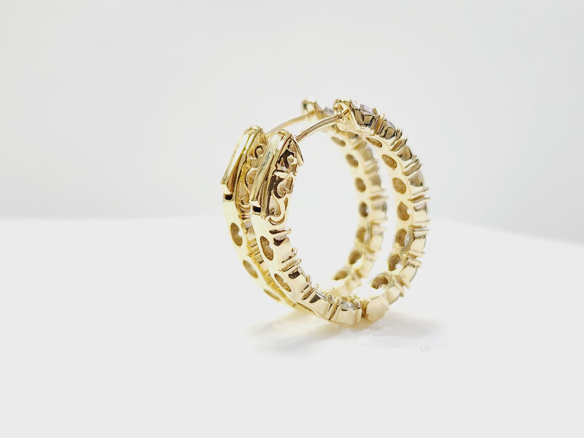 PRICED WHOLESALE, 3.03 Carat Natural Diamond Oval Hoops Earrings 14K Yellow Gold