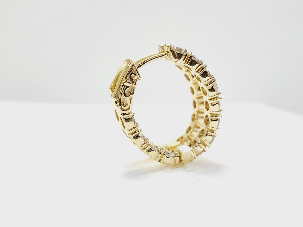 PRICED WHOLESALE, 3.03 Carat Natural Diamond Oval Hoops Earrings 14K Yellow Gold