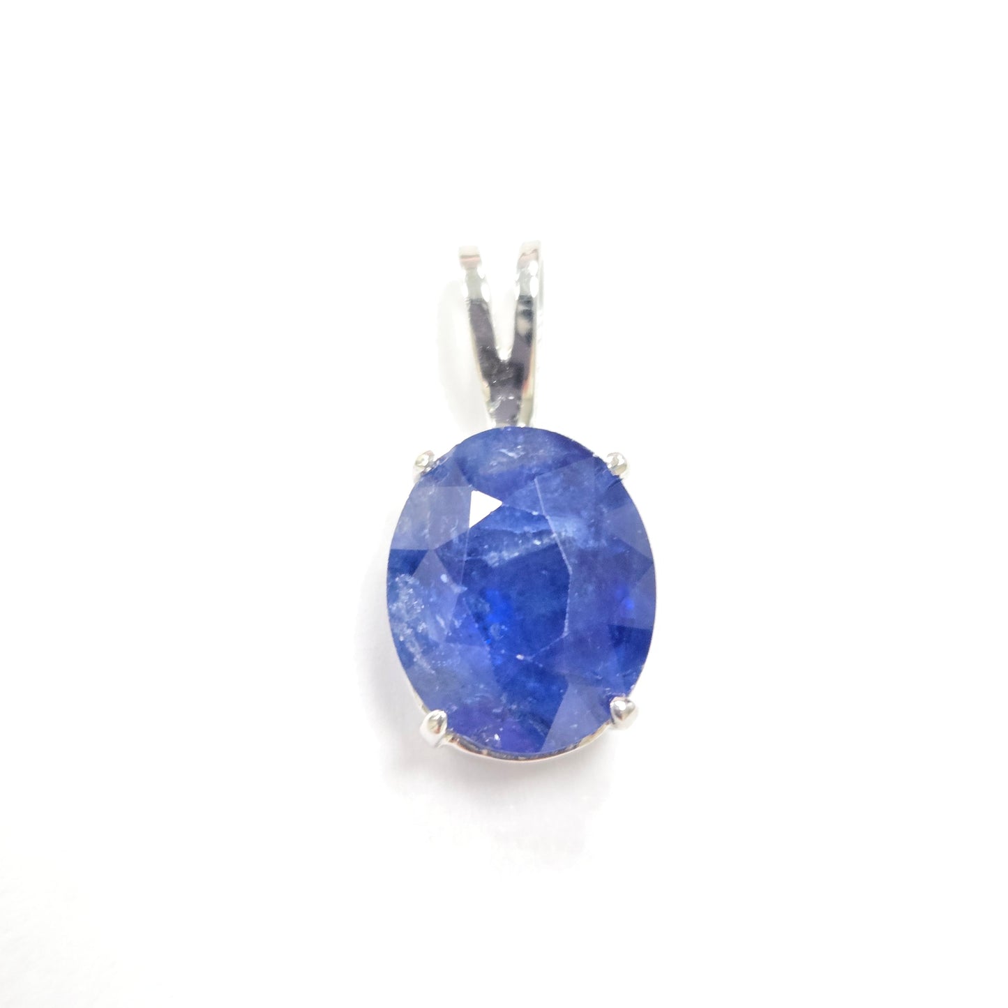 GIA 5.63 Carat Natural Oval Sapphire Pendant 14 Karat White Gold