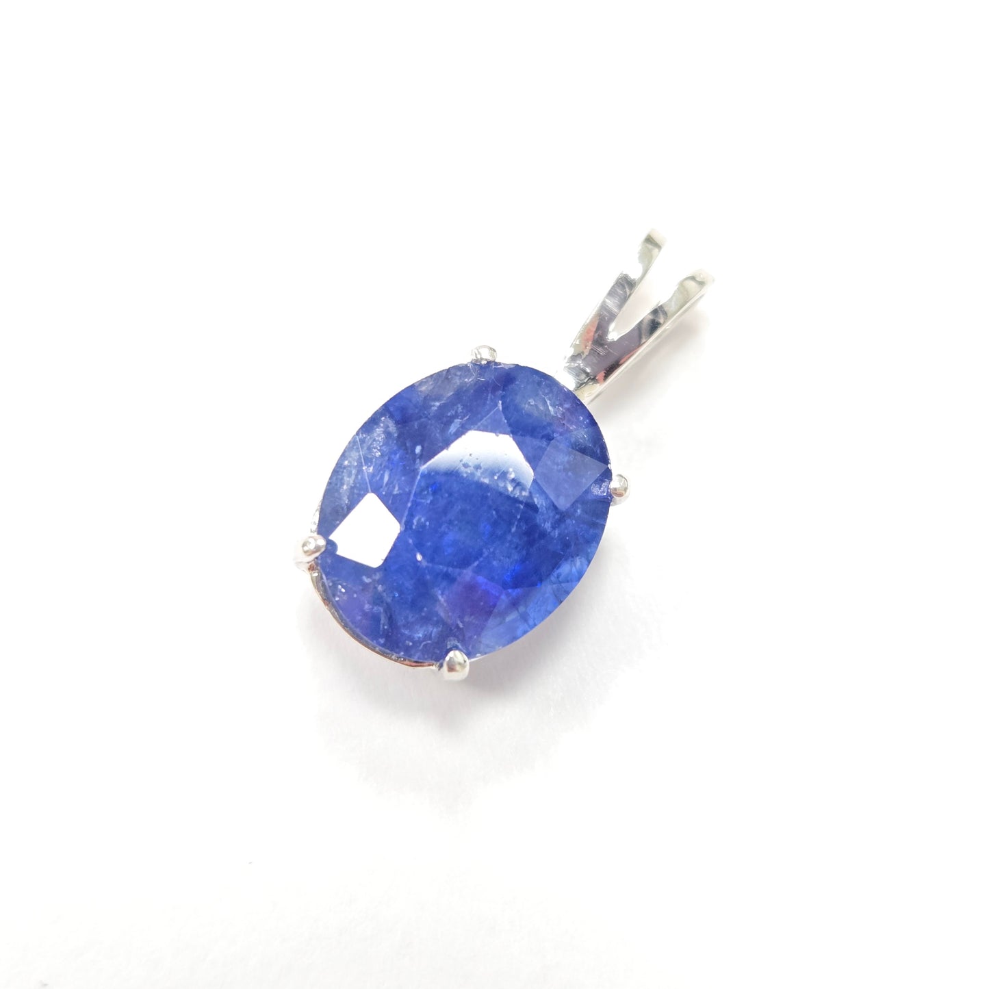 GIA 5.63 Carat Natural Oval Sapphire Pendant 14 Karat White Gold