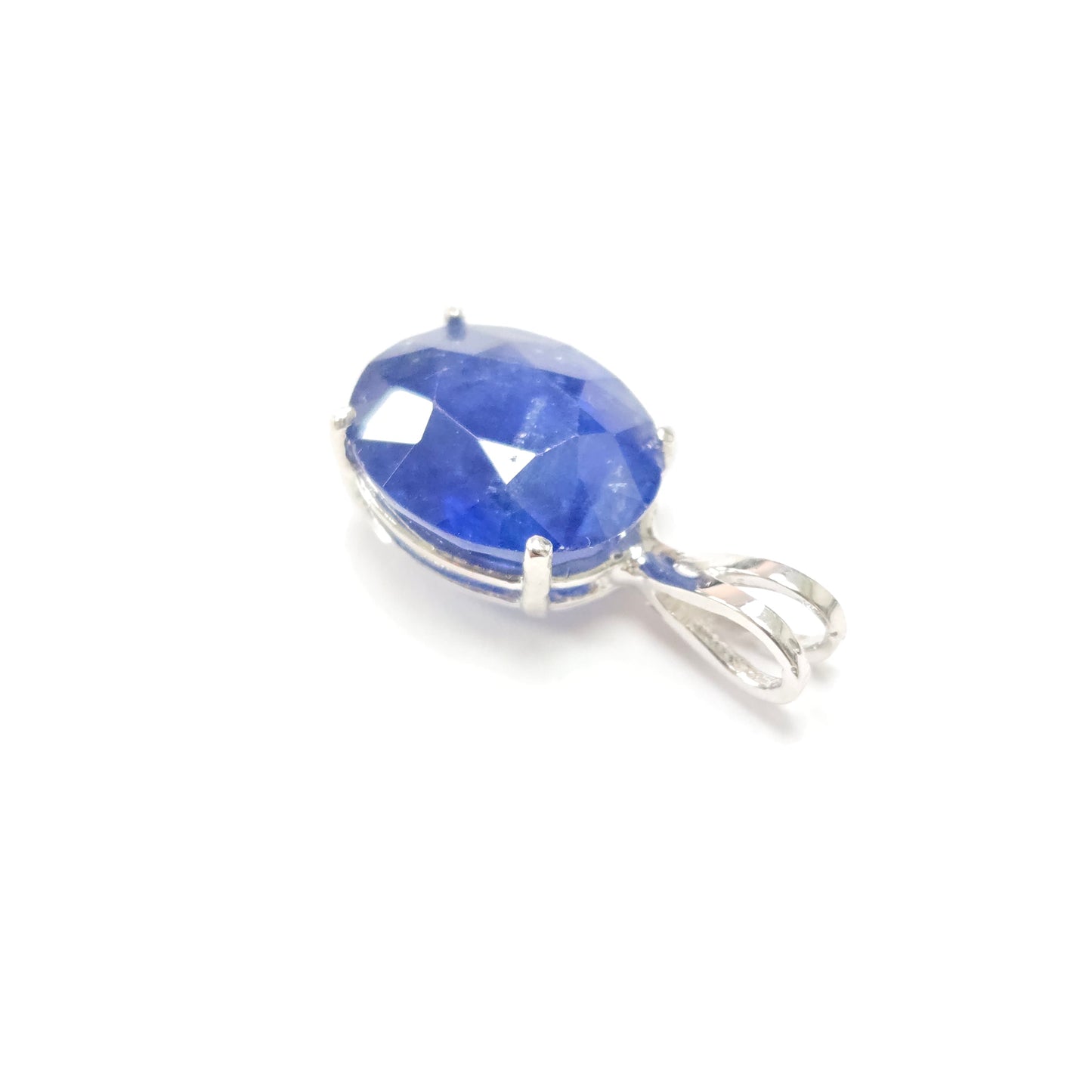 GIA 5.63 Carat Natural Oval Sapphire Pendant 14 Karat White Gold
