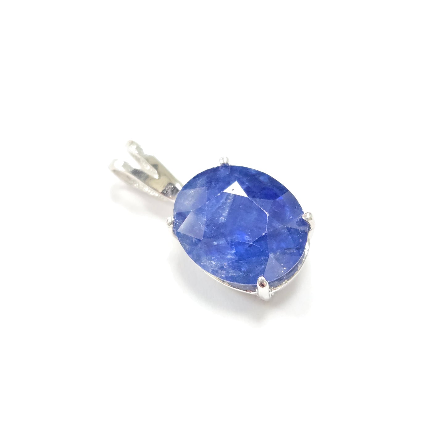 GIA 5.63 Carat Natural Oval Sapphire Pendant 14 Karat White Gold