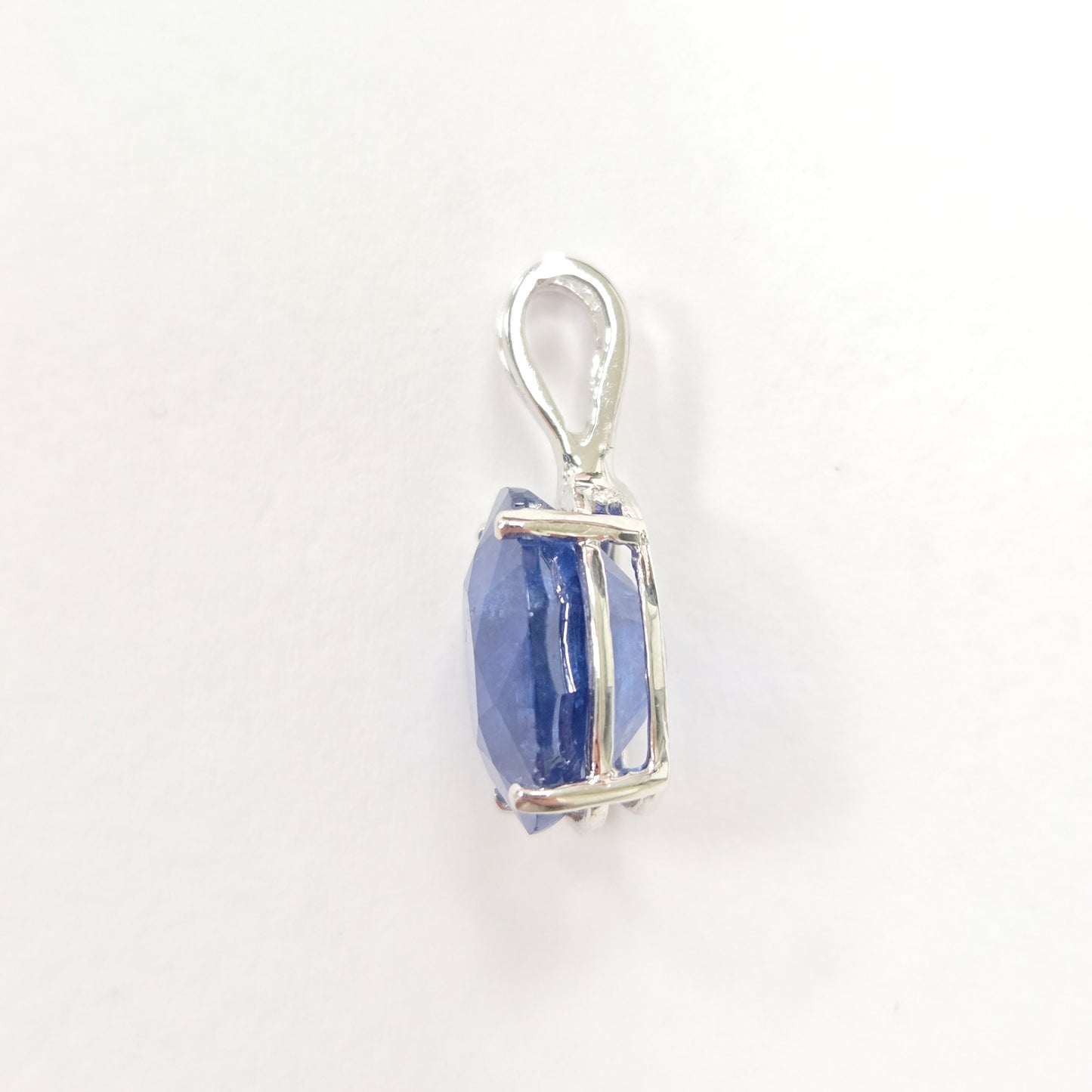 GIA 5.63 Carat Natural Oval Sapphire Pendant 14 Karat White Gold