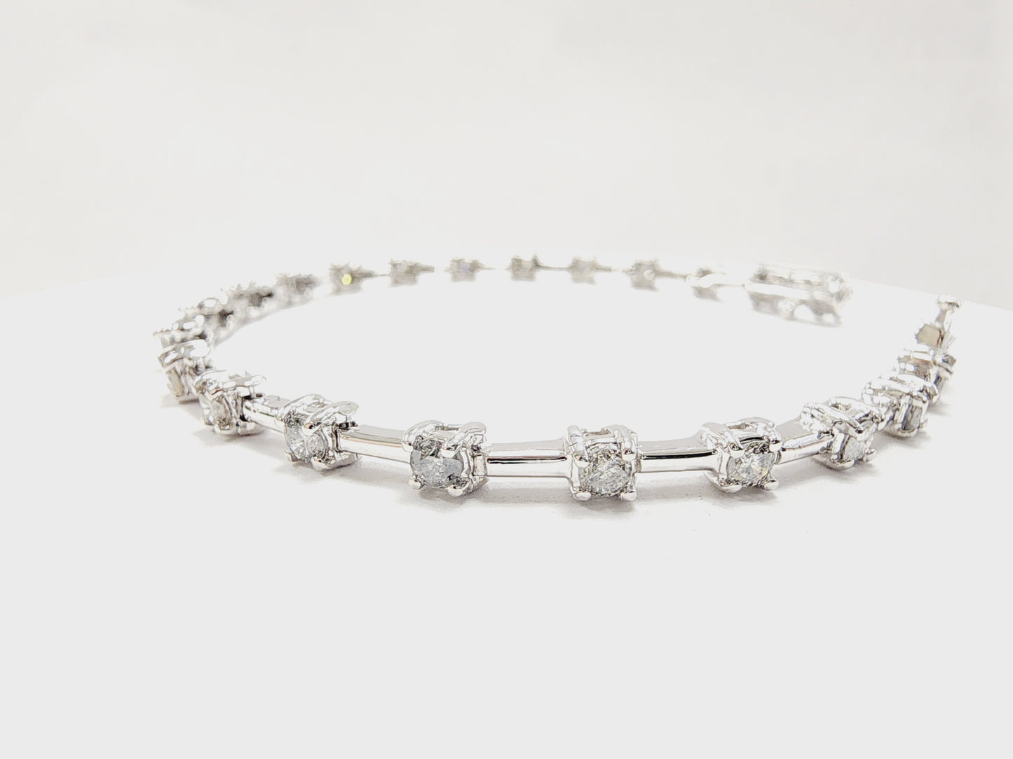2.41 Carat Natural Diamond Bar Bracelet 14 Karat White Gold