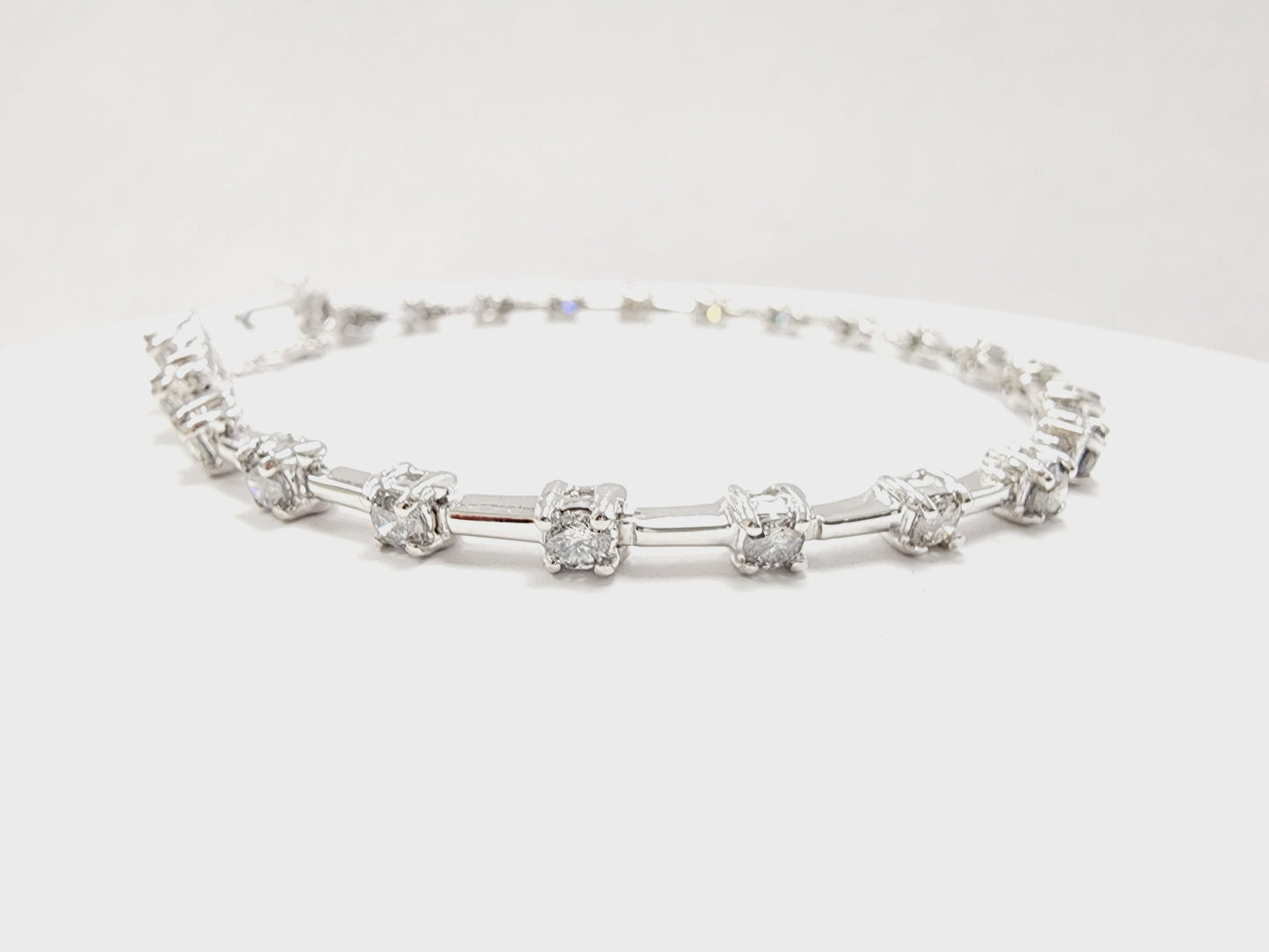 2.41 Carat Natural Diamond Bar Bracelet 14 Karat White Gold