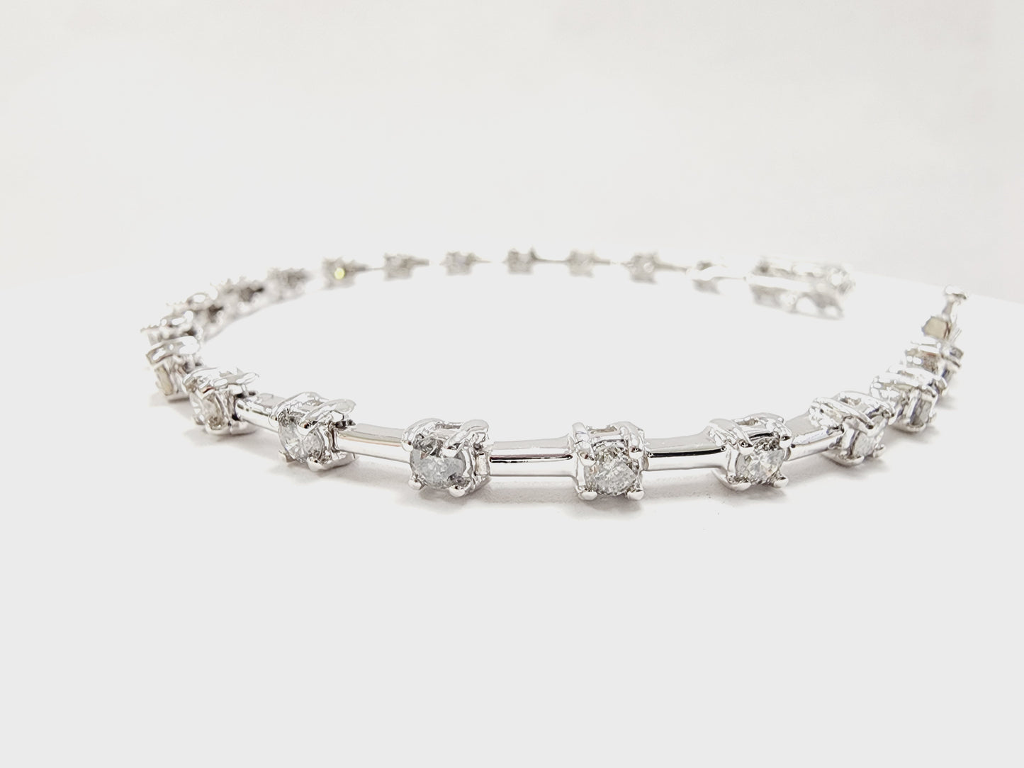 2.41 Carat Natural Diamond Bar Bracelet 14 Karat White Gold