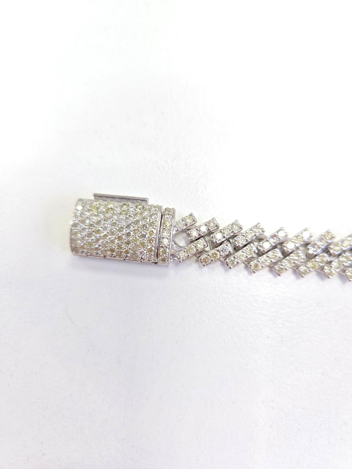 FLASH SALE, 6.85 ct Natural Diamond Cuban Bracelet in 14K White Gold 7"