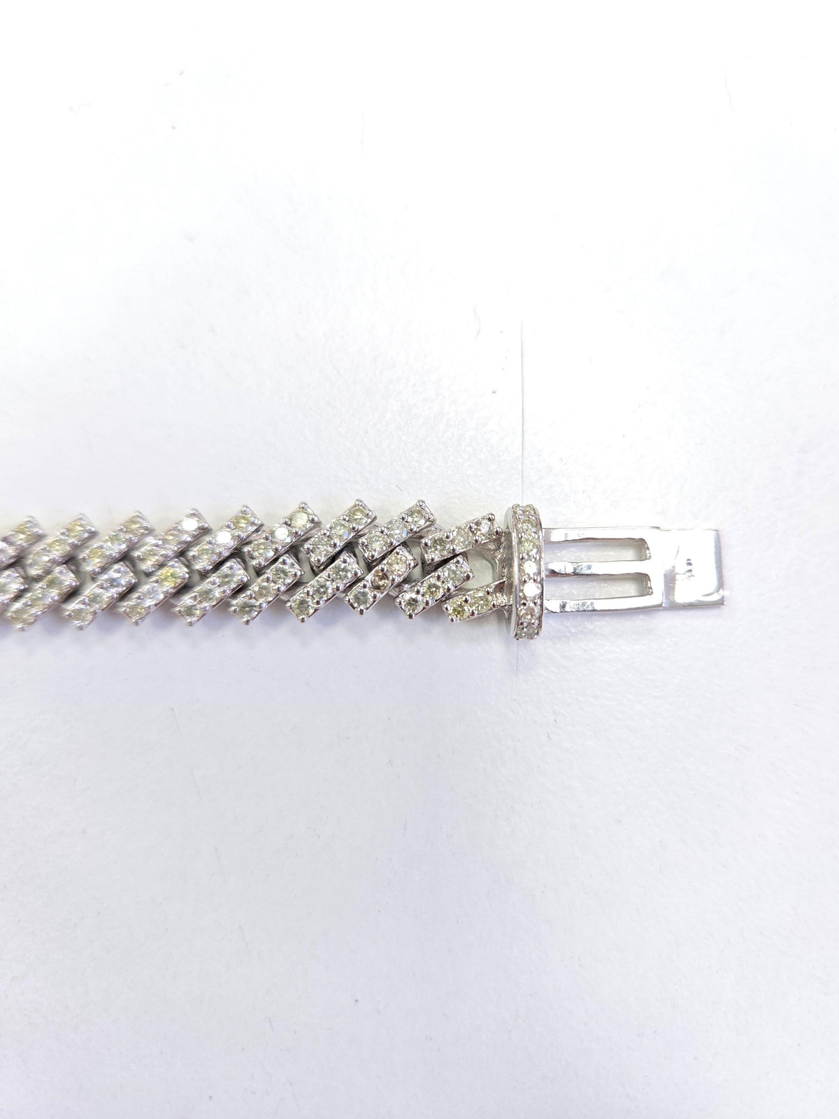 FLASH SALE, 6.85 ct Natural Diamond Cuban Bracelet in 14K White Gold 7"