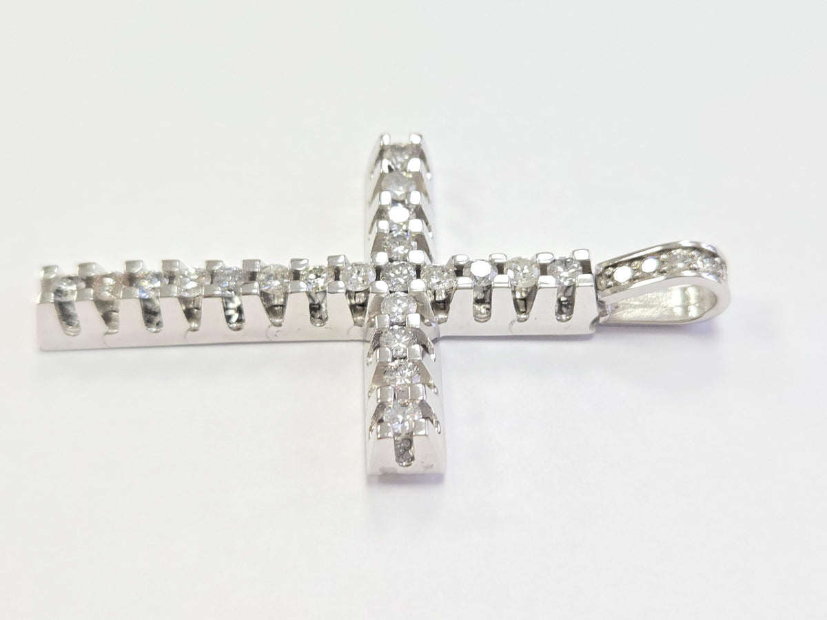 Blowout Price -No offer, 5.50 ct Natural Diamond Cross Pendant in 14k White Gold