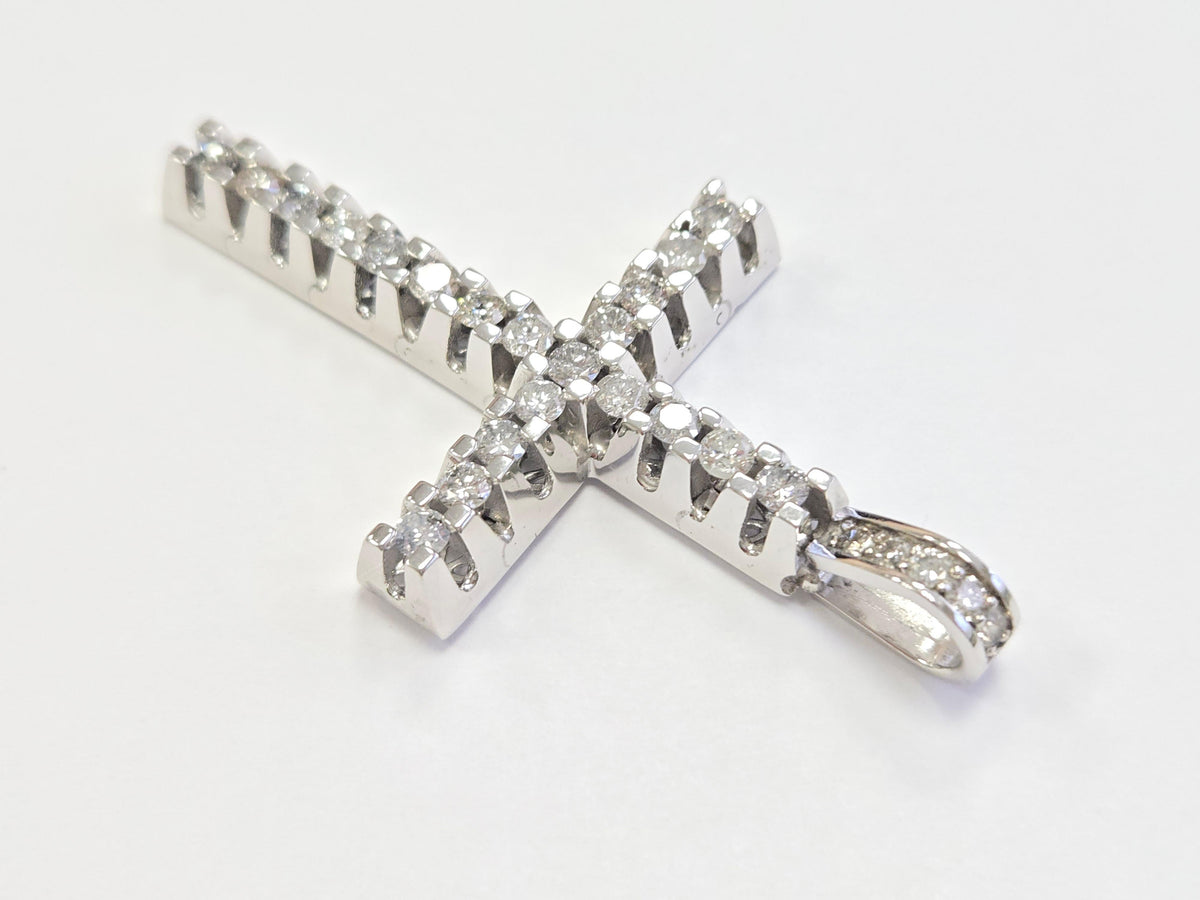 Blowout Price -No offer, 5.50 ct Natural Diamond Cross Pendant in 14k White Gold