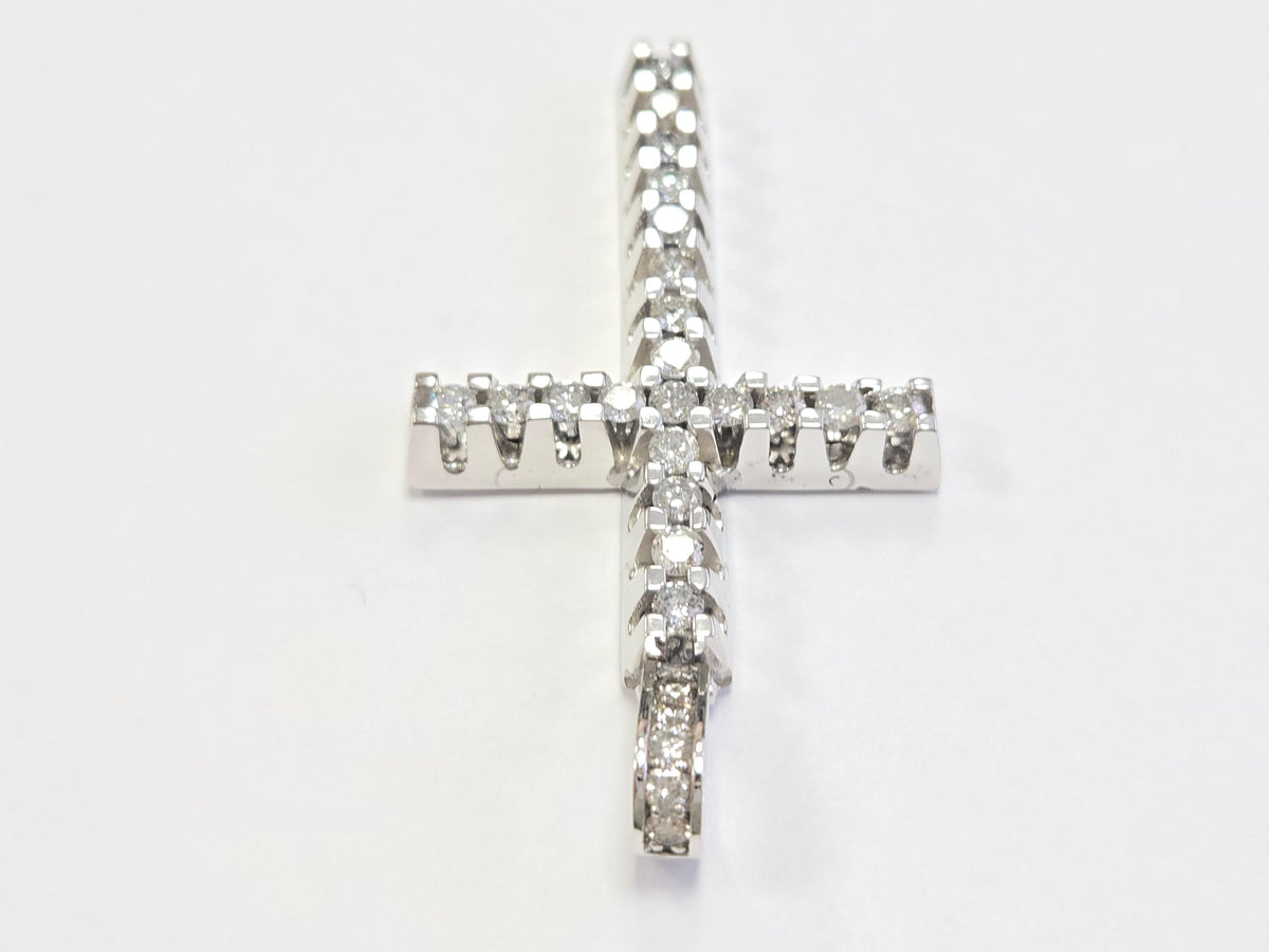 Blowout Price -No offer, 5.50 ct Natural Diamond Cross Pendant in 14k White Gold
