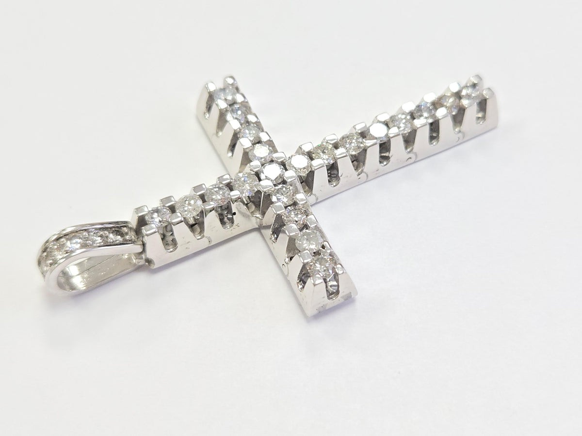 Blowout Price -No offer, 5.50 ct Natural Diamond Cross Pendant in 14k White Gold