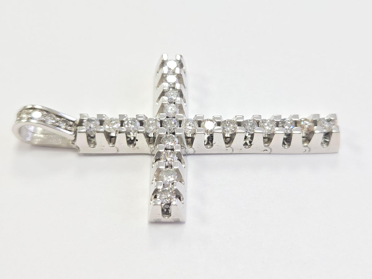 Blowout Price -No offer, 5.50 ct Natural Diamond Cross Pendant in 14k White Gold