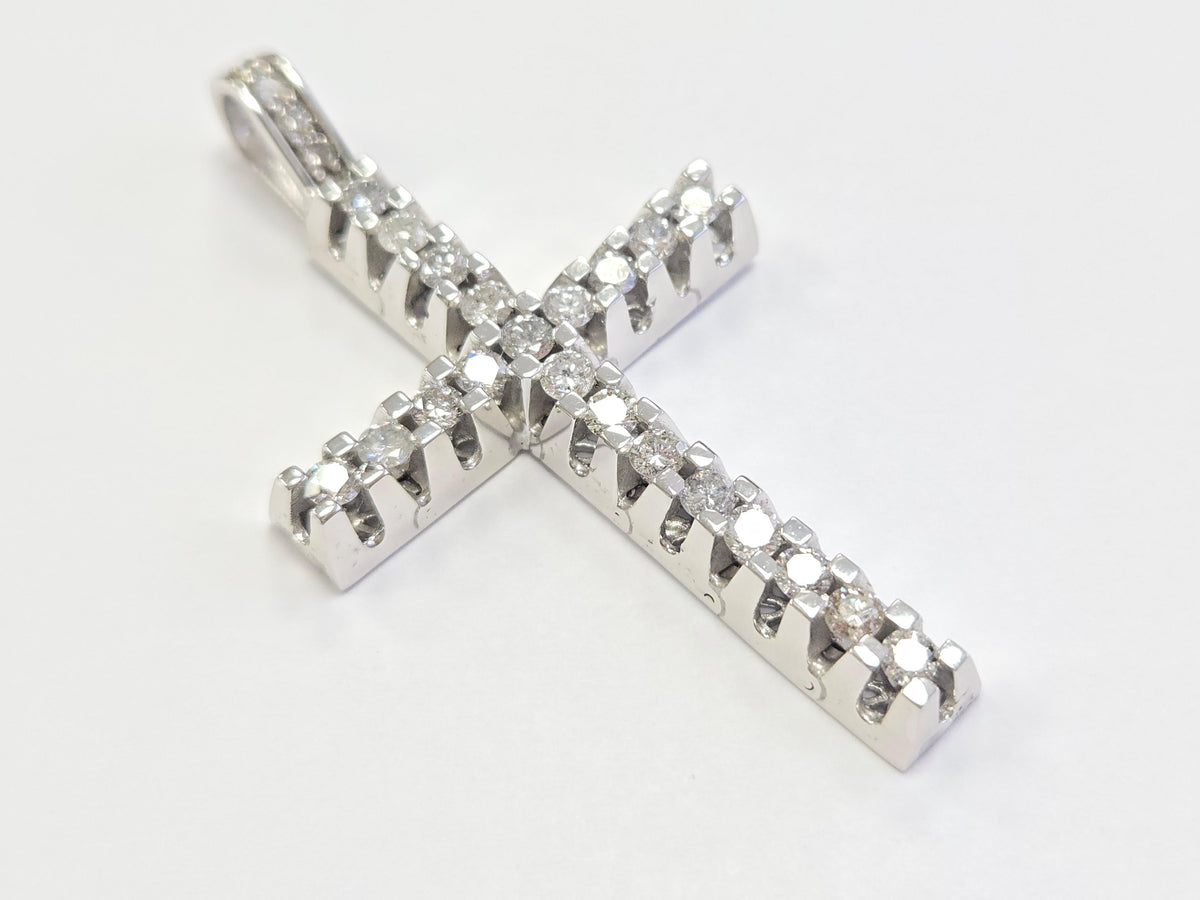 Blowout Price -No offer, 5.50 ct Natural Diamond Cross Pendant in 14k White Gold