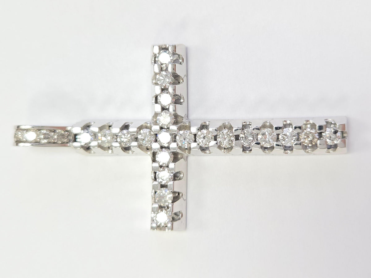 Blowout Price -No offer, 5.50 ct Natural Diamond Cross Pendant in 14k White Gold
