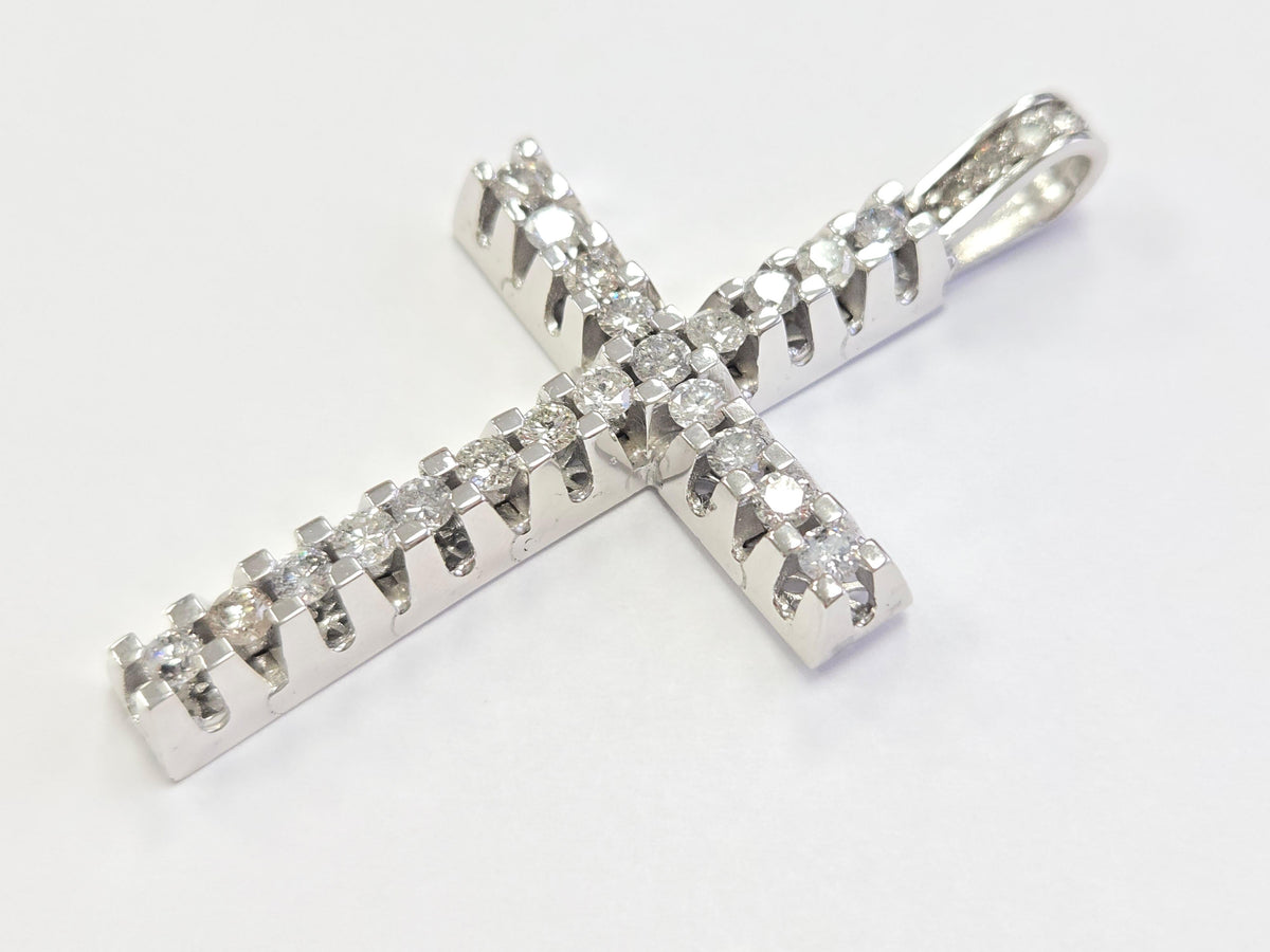 Blowout Price -No offer, 5.50 ct Natural Diamond Cross Pendant in 14k White Gold