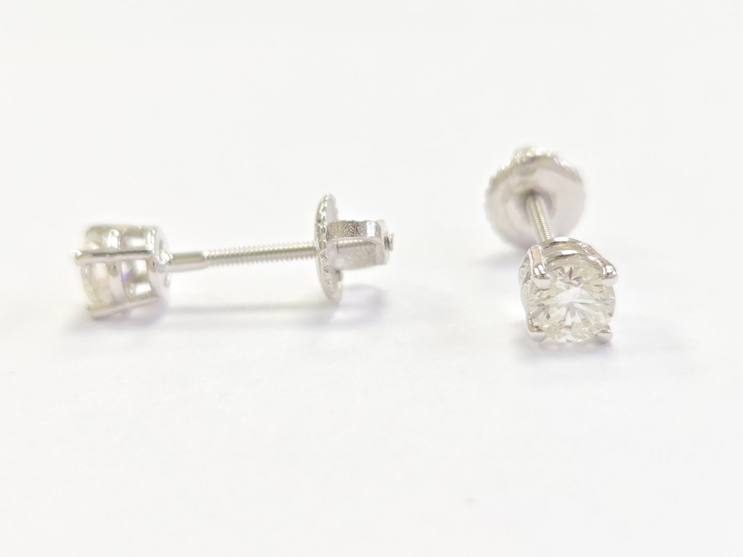 0.50 Carat Natural Brilliant Round Diamond Studs Earrings in 14K White Gold