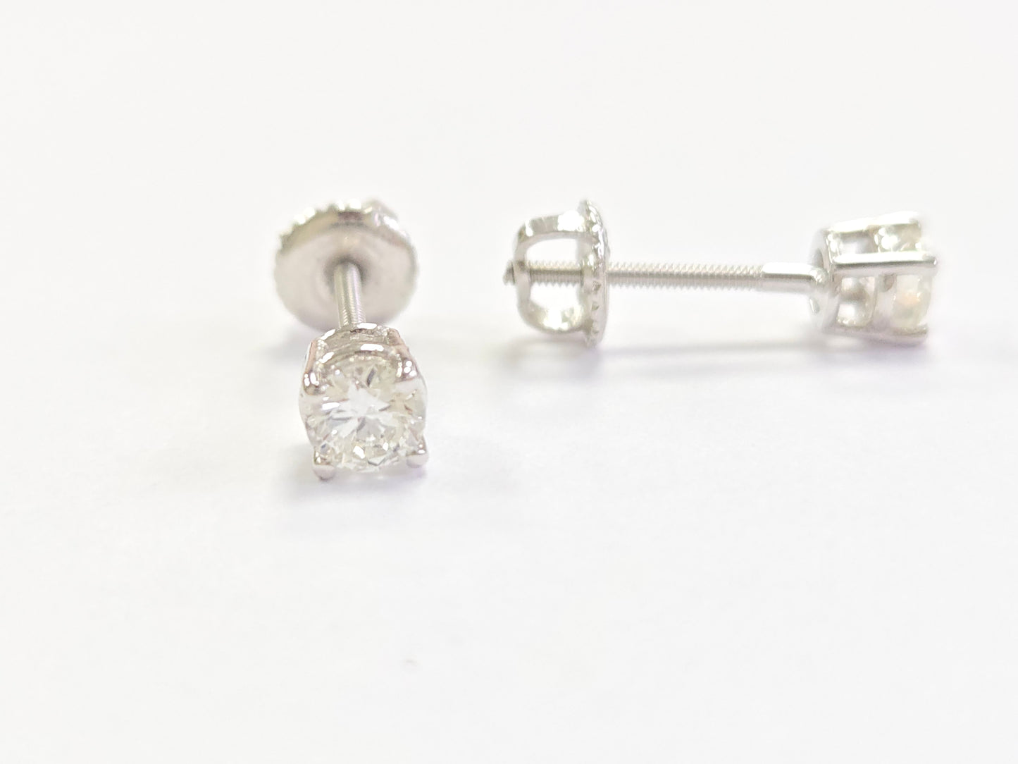 0.50 Carat Natural Brilliant Round Diamond Studs Earrings in 14K White Gold