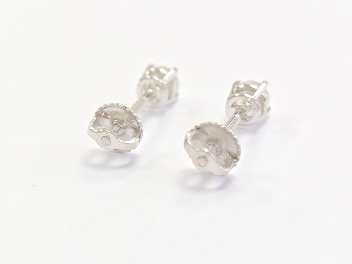 CLEARANCE, 0.50 Carat Natural Brilliant Round Diamond Stud 14K White Gold