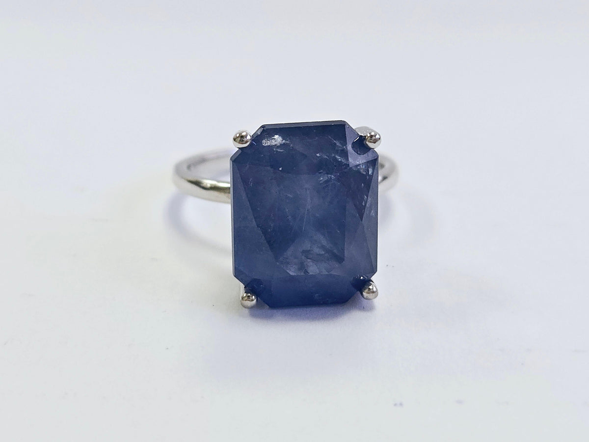 STOCK CLEARANCE, 13.33ct Radiant Natural Sapphire Ring in 14K White Gold