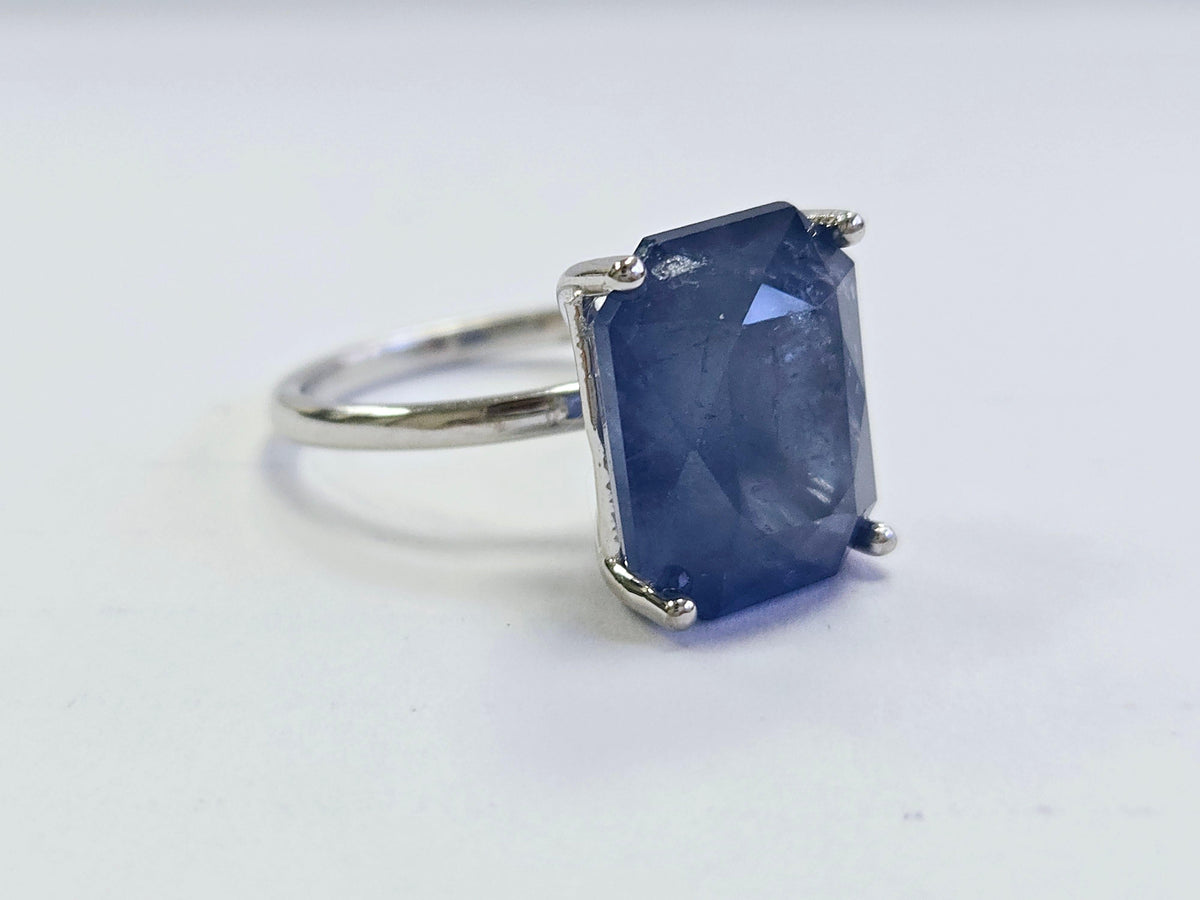 STOCK CLEARANCE, 13.33ct Radiant Natural Sapphire Ring in 14K White Gold