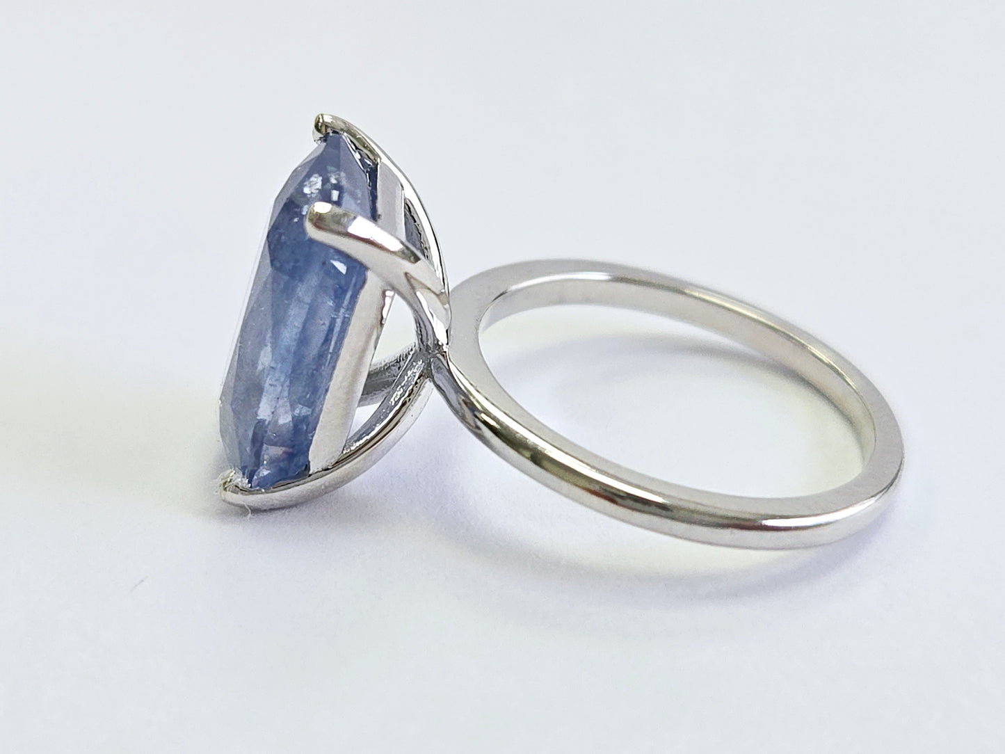 7.08 Carats Pastel Natural Sapphire Ring 14 Karat White Gold