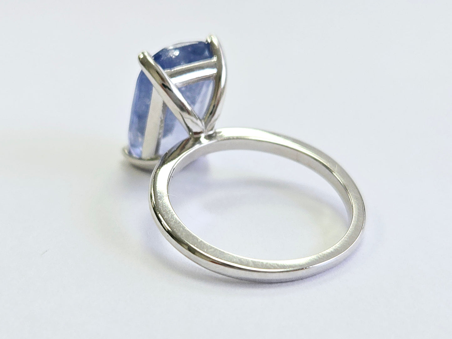 7.08 Carats Pastel Natural Sapphire Ring 14 Karat White Gold