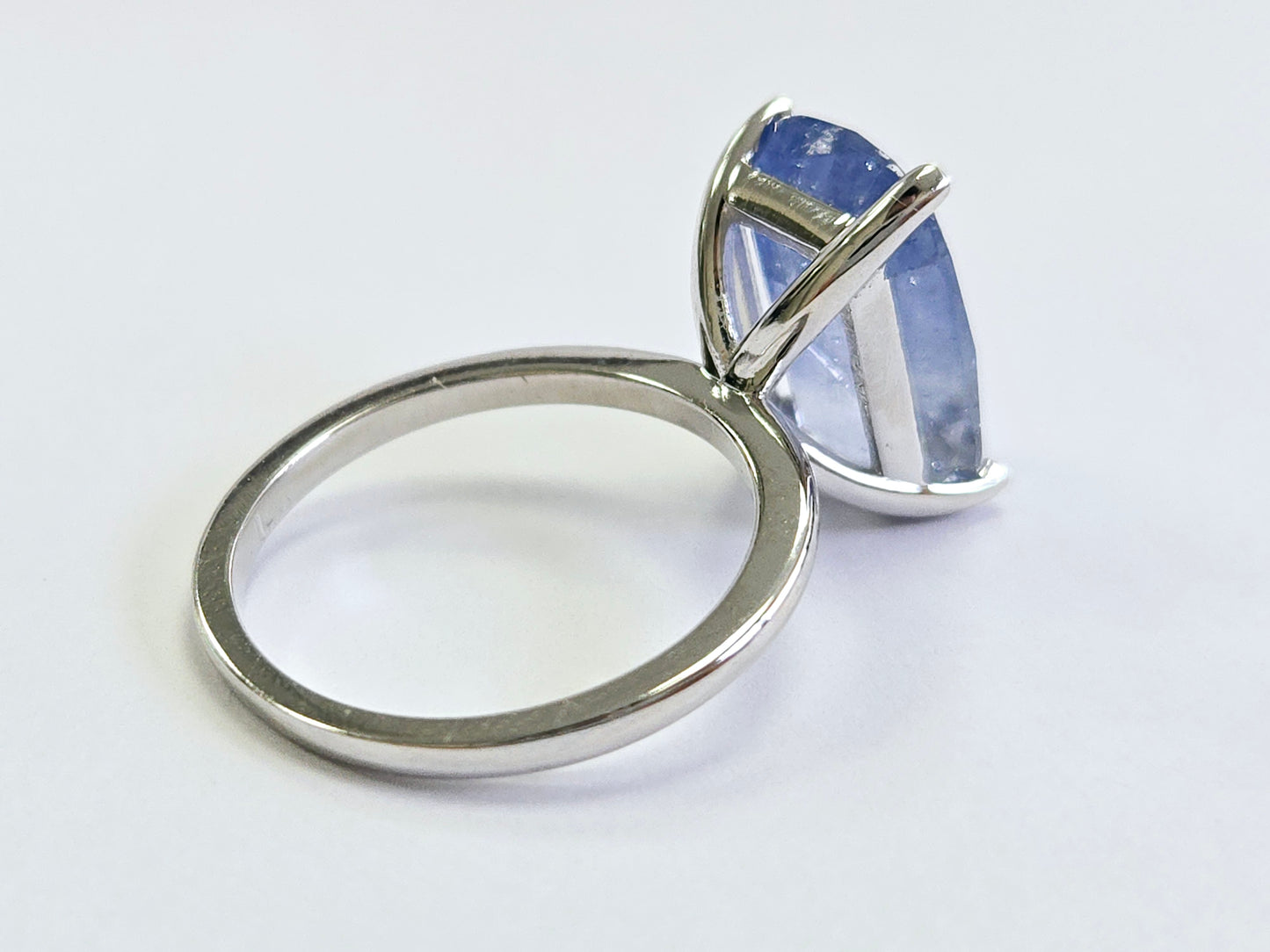 7.08 Carats Pastel Natural Sapphire Ring 14 Karat White Gold