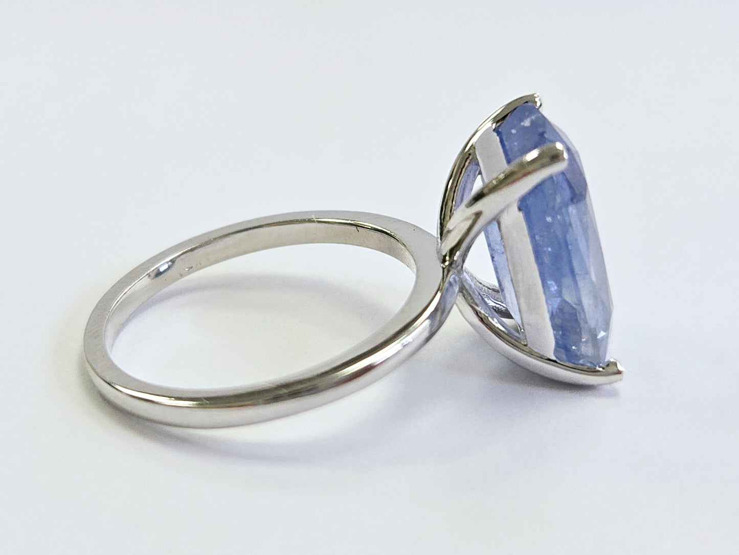 7.08 Carats Pastel Natural Sapphire Ring 14 Karat White Gold