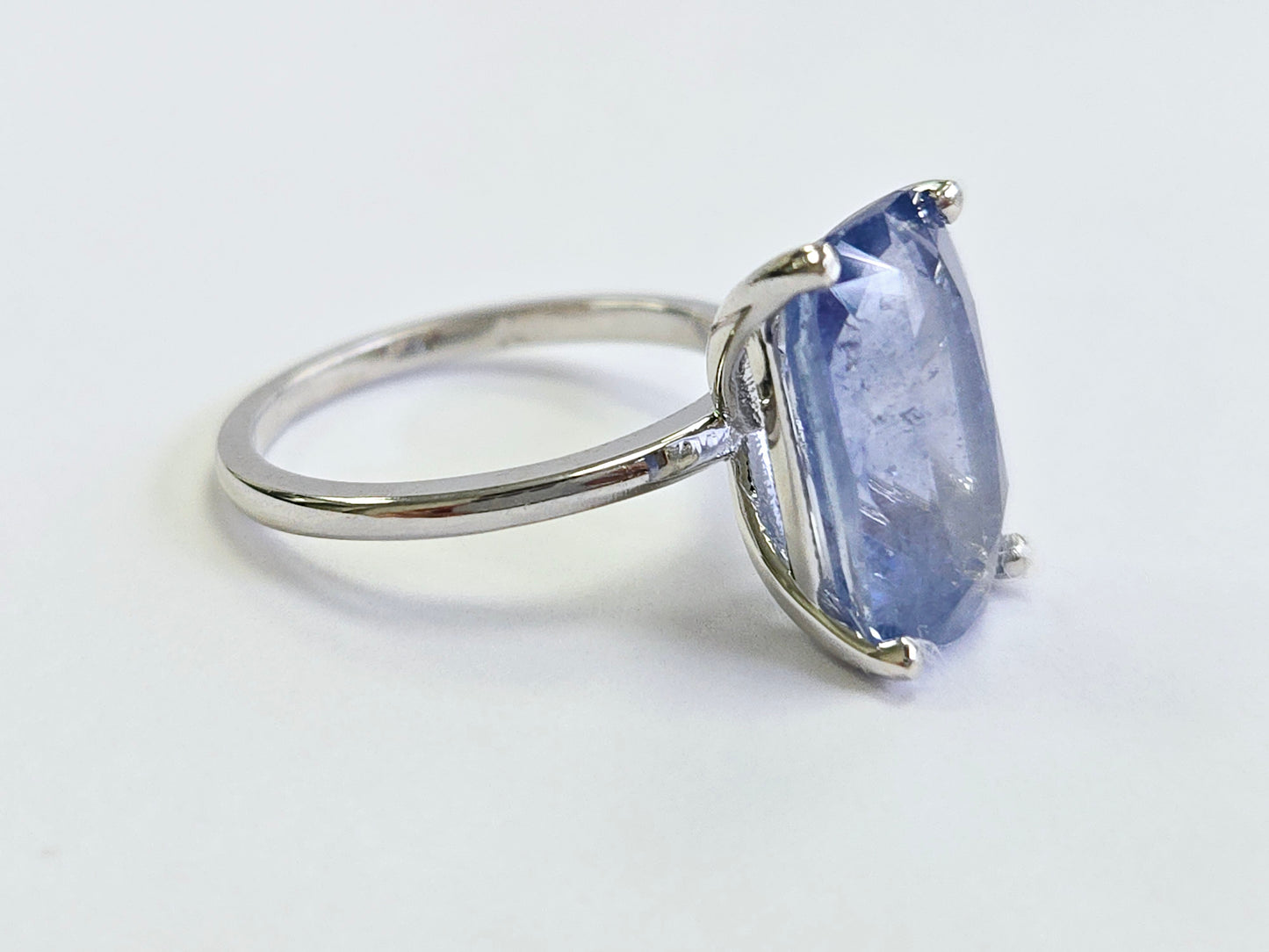 7.08 Carats Pastel Natural Sapphire Ring 14 Karat White Gold