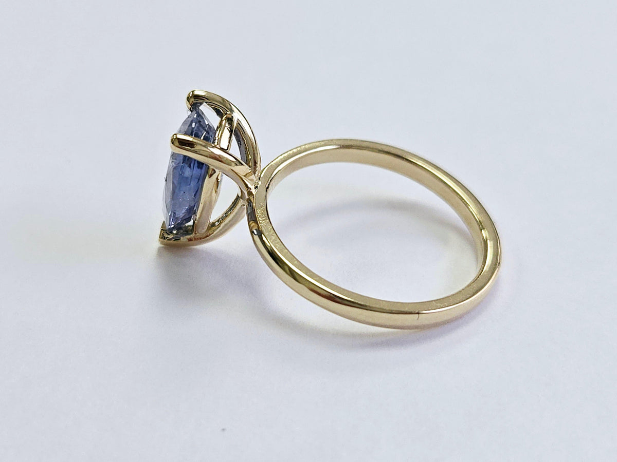 STOCK CLEARANCE, 3.10ct Pear Natural Sapphire Ring, 14k Yellow Gold