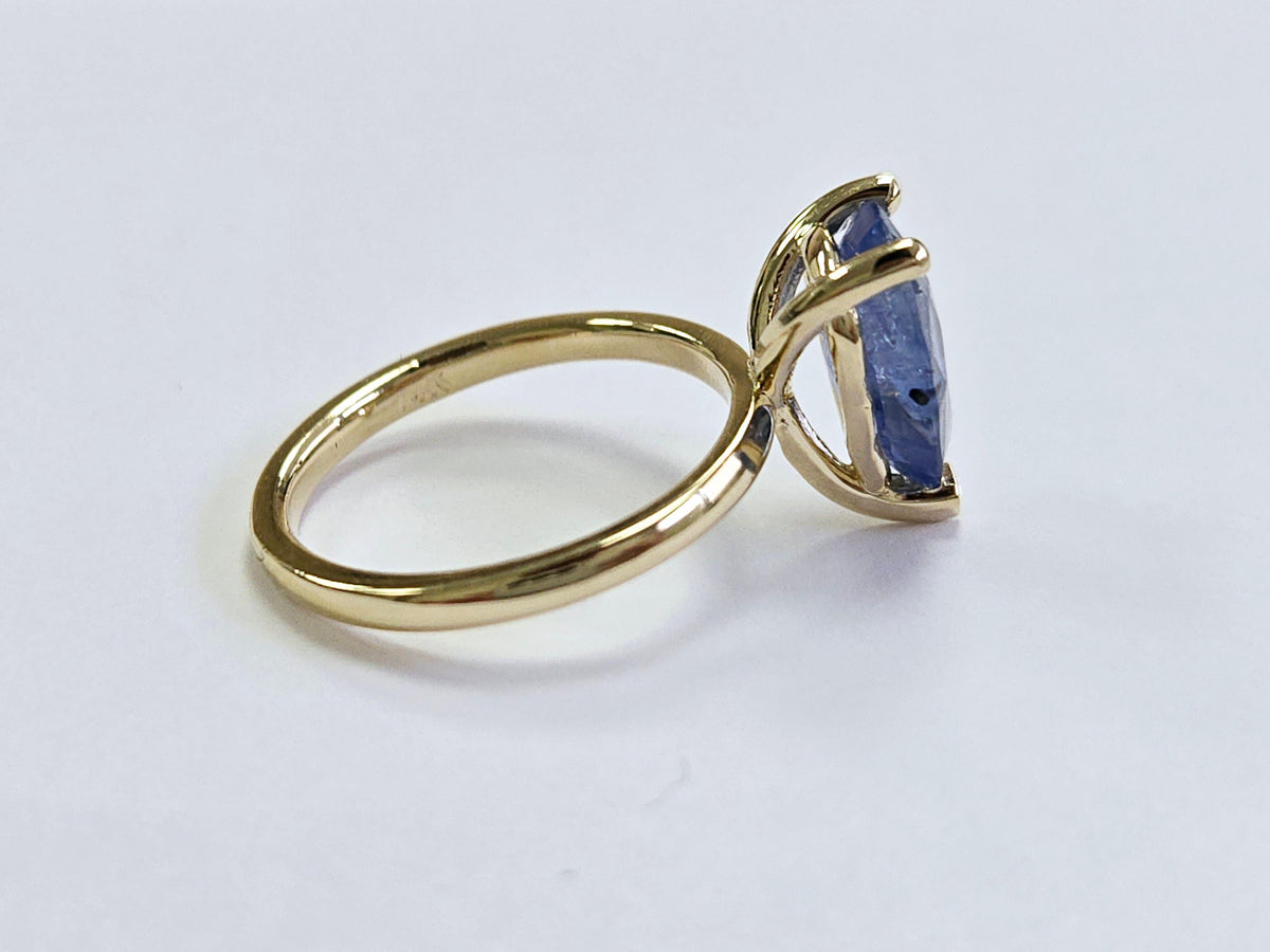 STOCK CLEARANCE, 3.10ct Pear Natural Sapphire Ring, 14k Yellow Gold