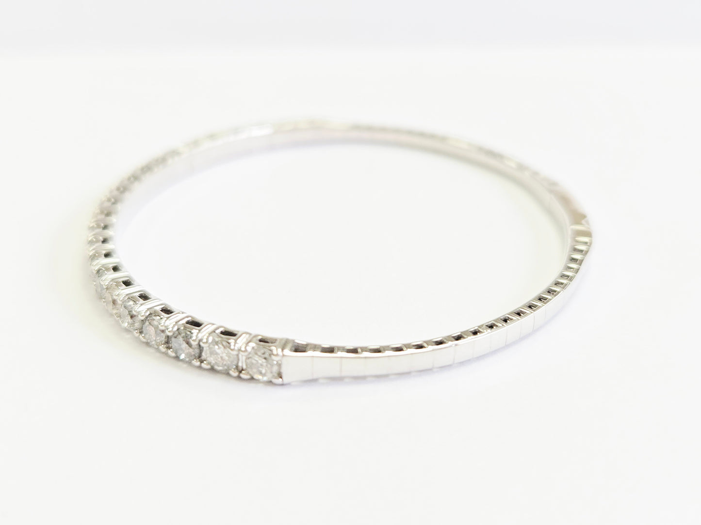 3.70 Carat Natural Diamond Flexible Bangle White Gold 14 Karat