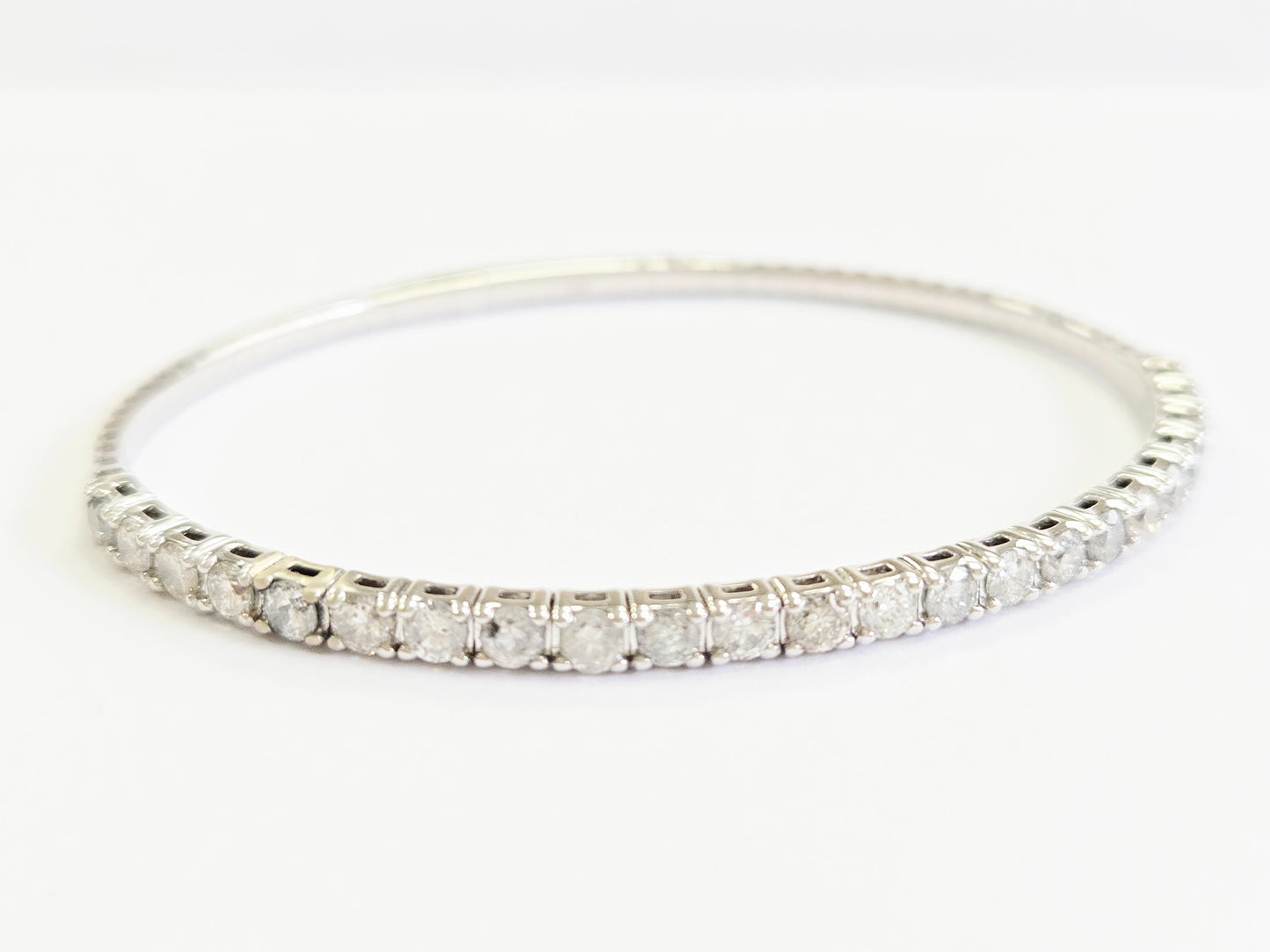 3.70 Carat Natural Diamond Flexible Bangle White Gold 14 Karat