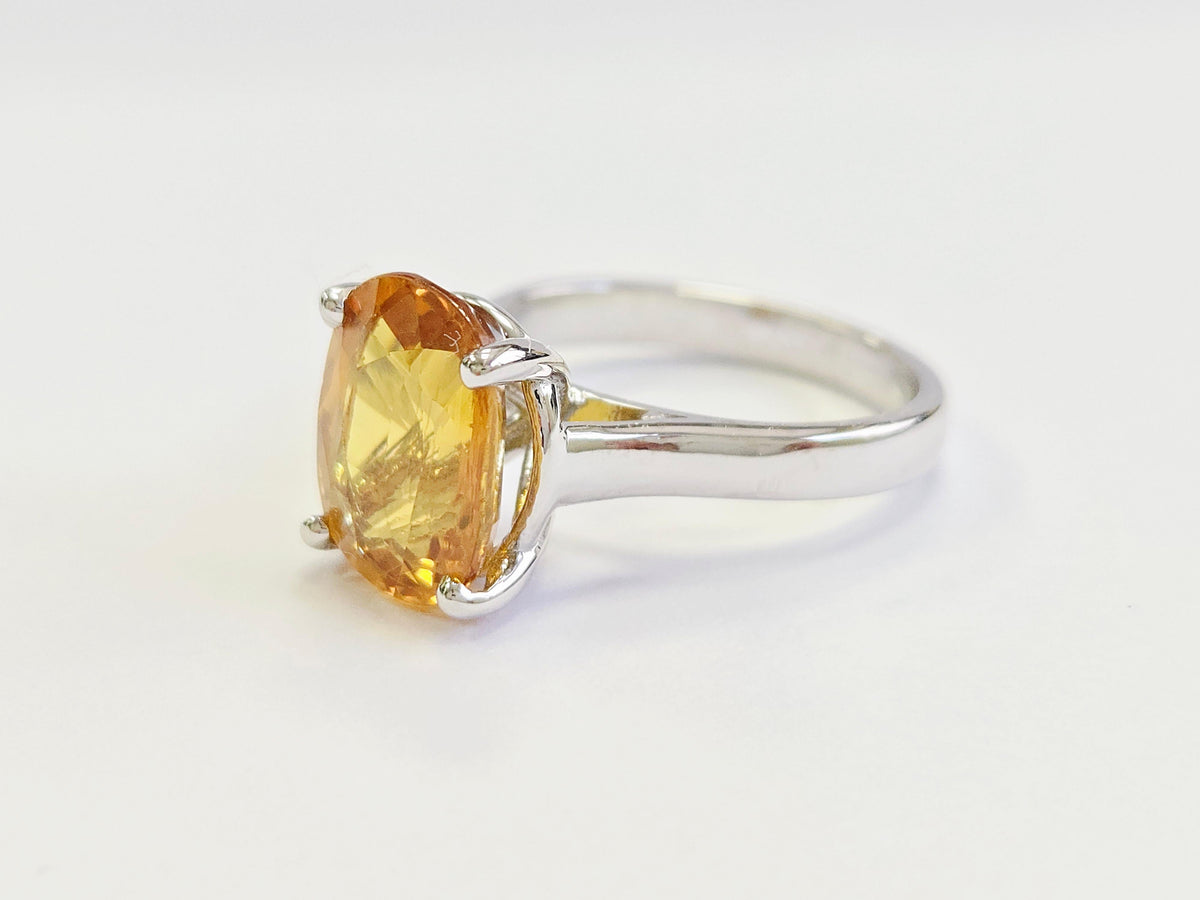 PRICE TO SELL- NO OFFERS, 5.22ct Oval Yellow Sapphire Ring in 14K White Gold