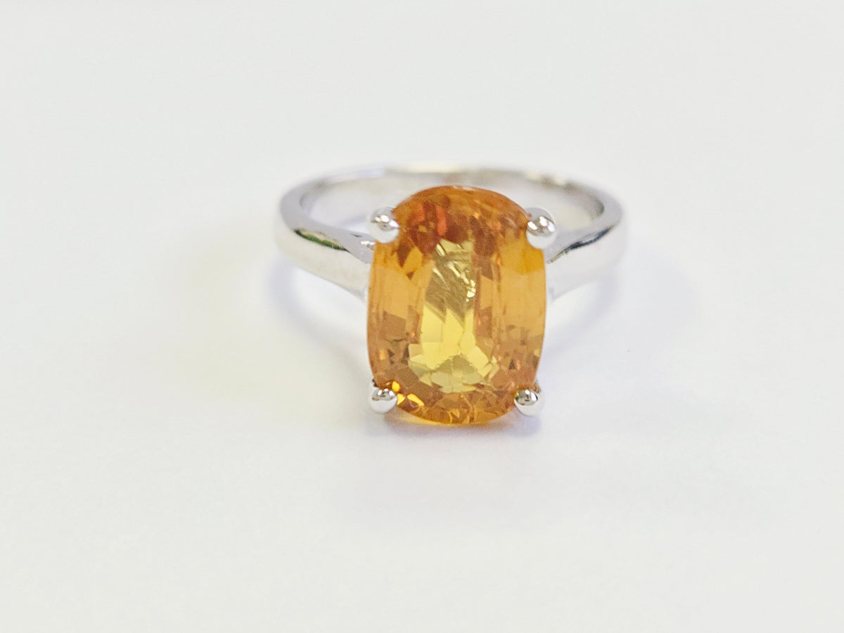 PRICE TO SELL- NO OFFERS, 5.22ct Oval Yellow Sapphire Ring in 14K White Gold