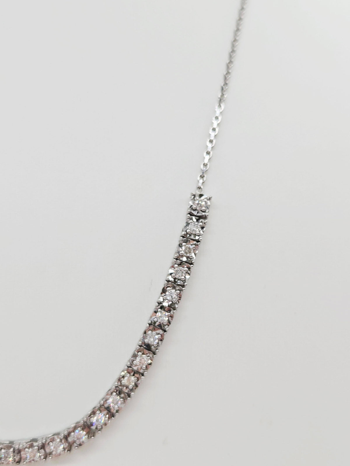 STOCK CLEARANCE, 0.82ct Diamond Mini Illusion Necklace in 14K White Gold 18"