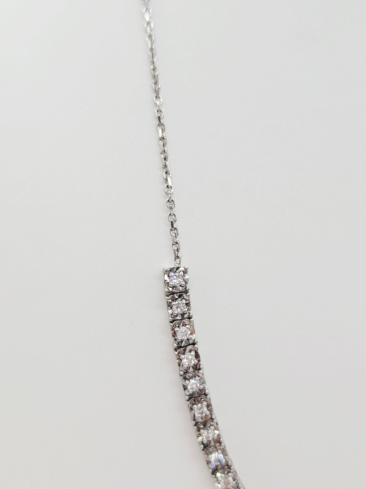 STOCK CLEARANCE, 0.82ct Diamond Mini Illusion Necklace in 14K White Gold 18"