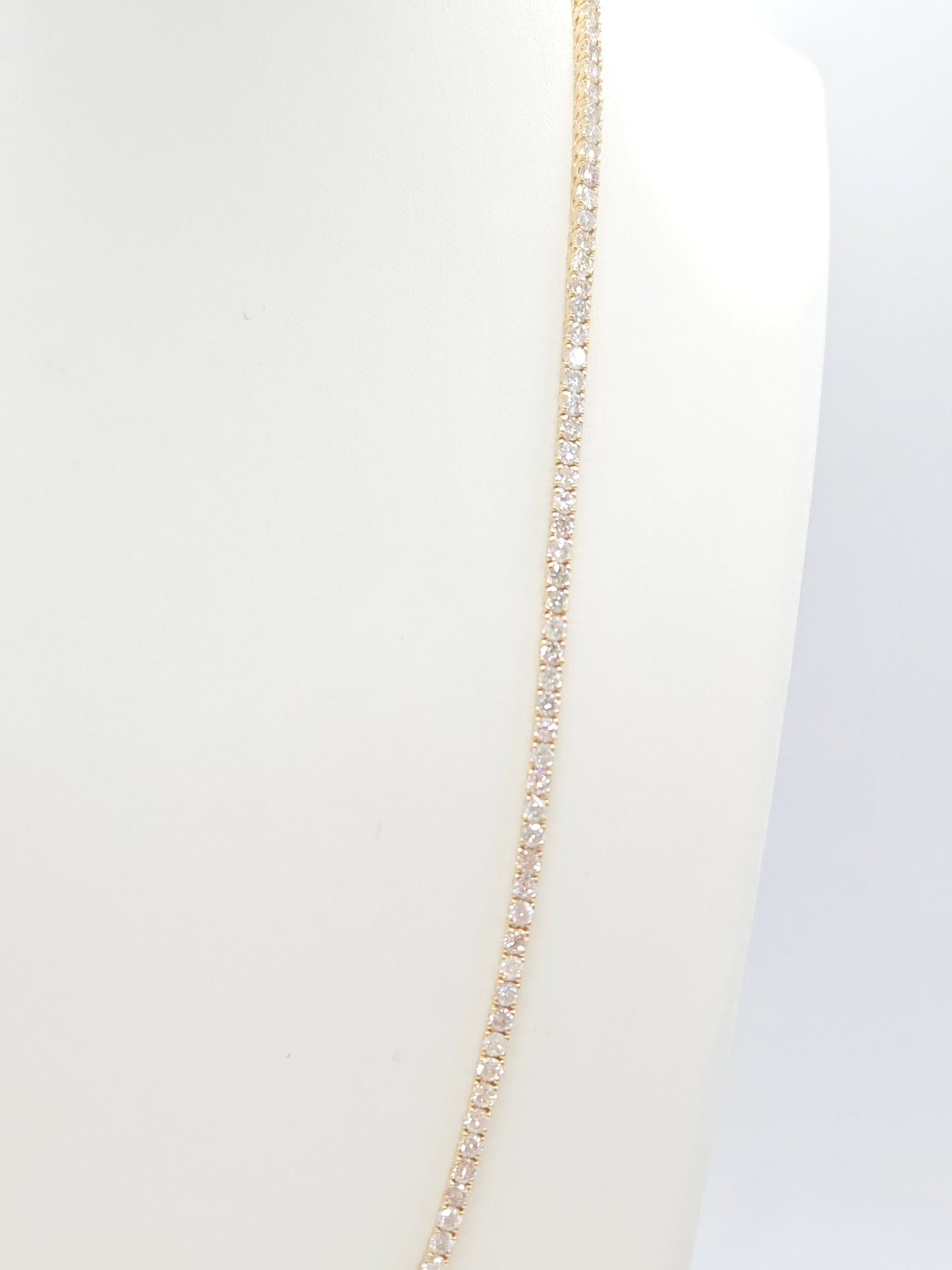 16.10 Carat Natural Diamond Tennis Necklace in 14K Yellow Gold 22"
