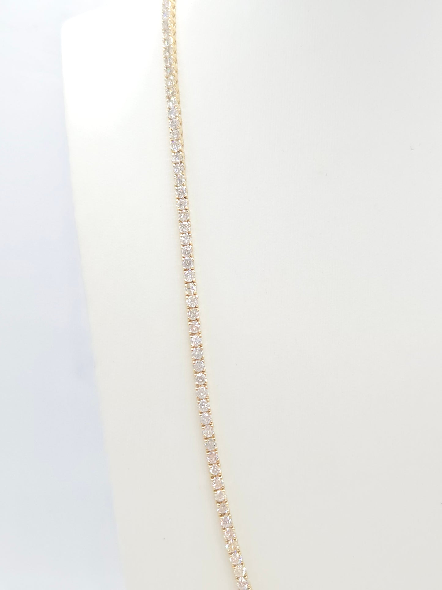 16.10 Carat Natural Diamond Tennis Necklace in 14K Yellow Gold 22"