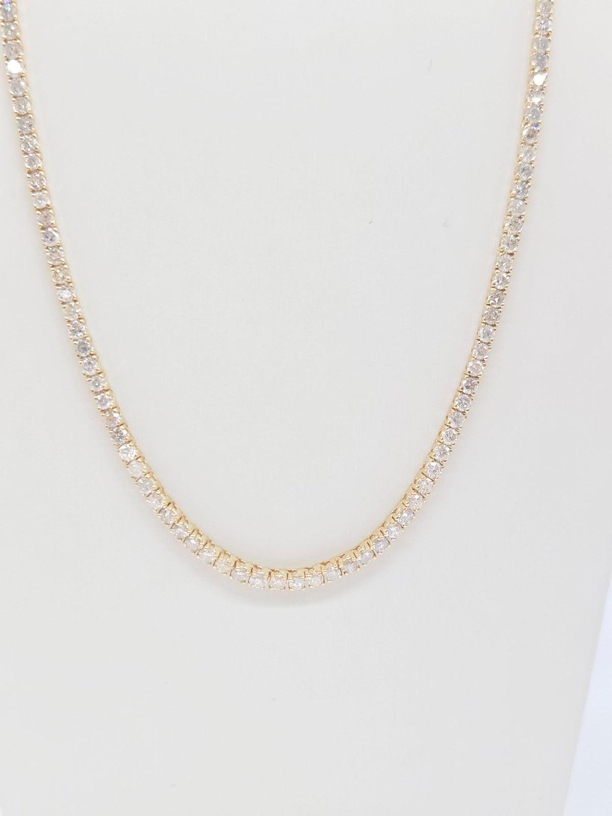 MONTH-LONG SALE, 15.50 cts Natural Diamond Tennis Necklace 14K Yellow 20"