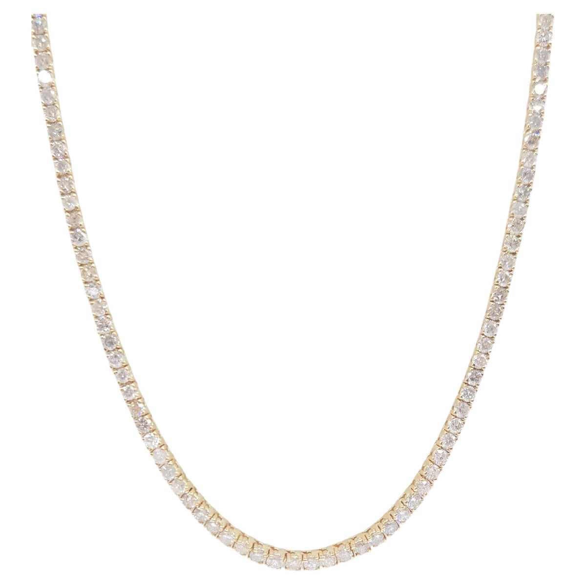 12.50 cts Natural Diamond Tennis Necklace 14K Yellow 16"