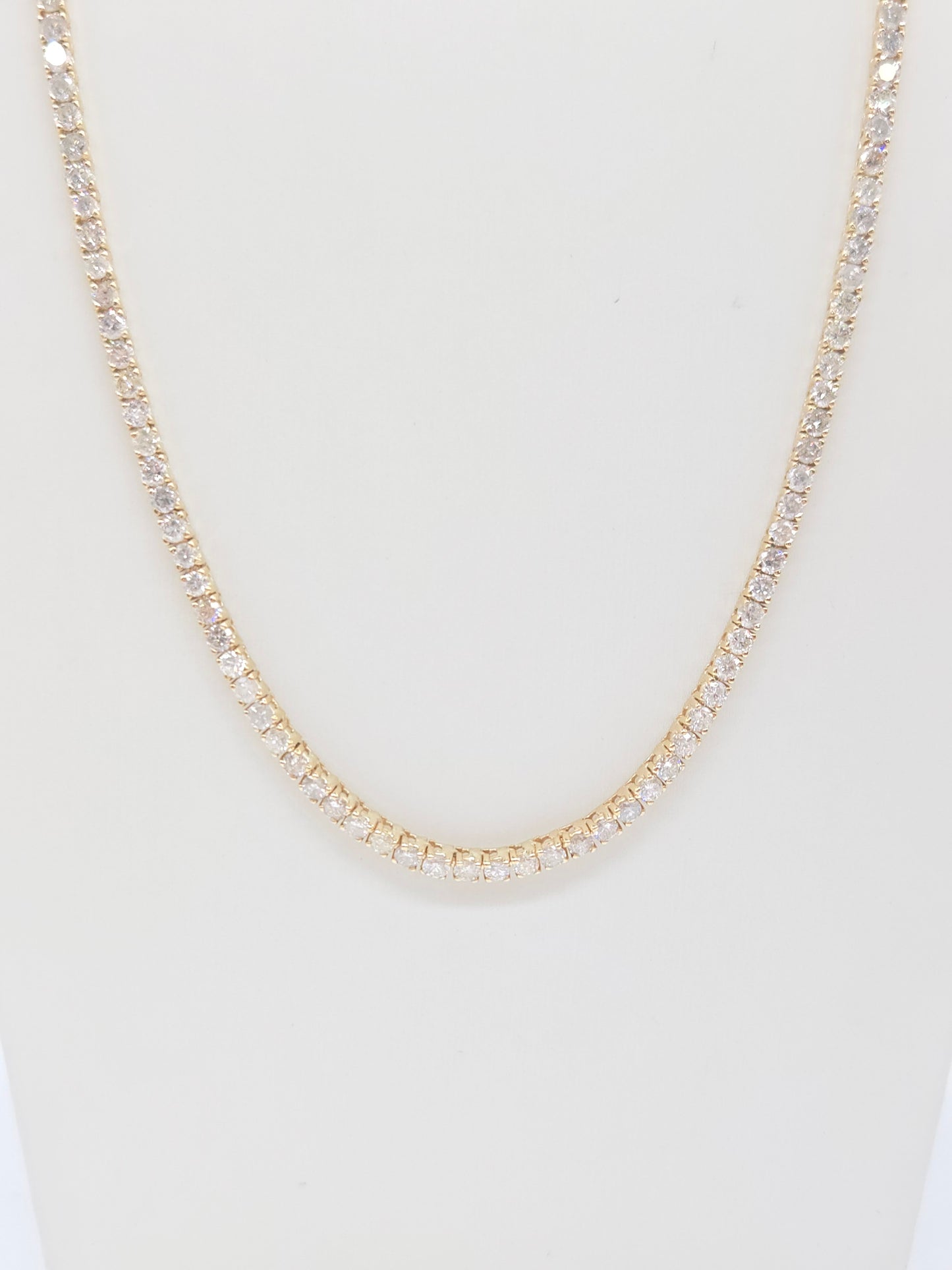 16.10 Carat Natural Diamond Tennis Necklace in 14K Yellow Gold 22"