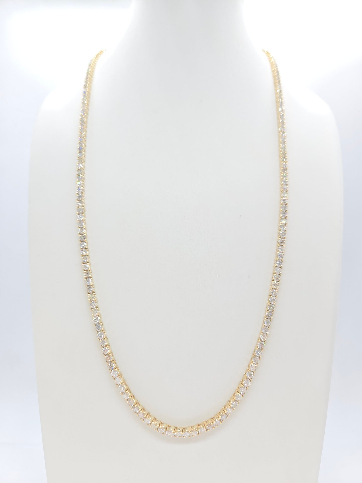 16.10 Carat Natural Diamond Tennis Necklace in 14K Yellow Gold 22"